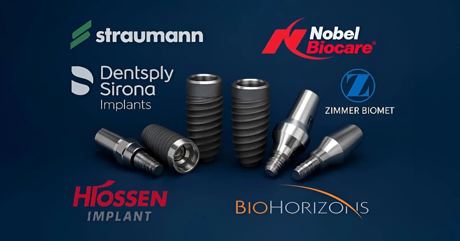Illustrated overview of established dental implant systems and components