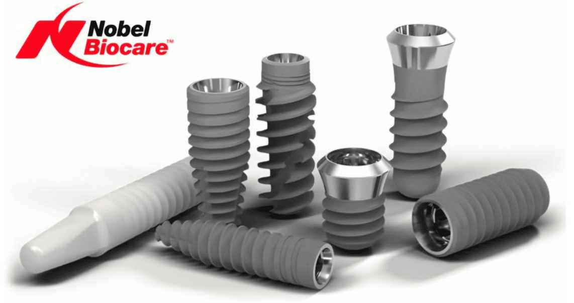 Nobel Biocare implant system with implant bodies and restorative components