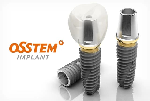 Osstem implant system with implant bodies and crown components